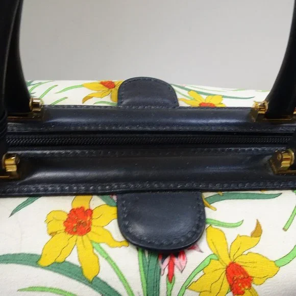 Auth GUCCI Flora Floral Flowers Canvas Leather Speedy Boston Duffel Handbag Bag - Picture 5 of 16